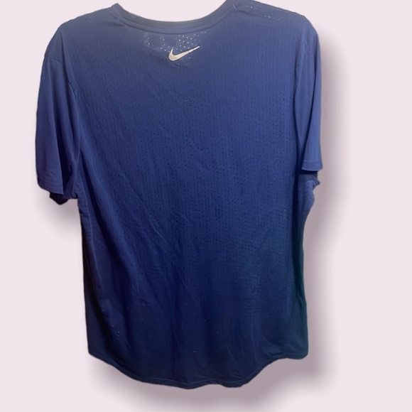 NIKE Running Dri Fit Dark Purple/Blue Workout Athletic Short Sleeve Tee - Picture 2 of 12